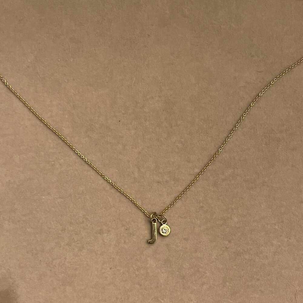 BNWT 14k Solid Yellow Gold Initial J Necklace with Lab Grown Diamond - Picture 3 of 16